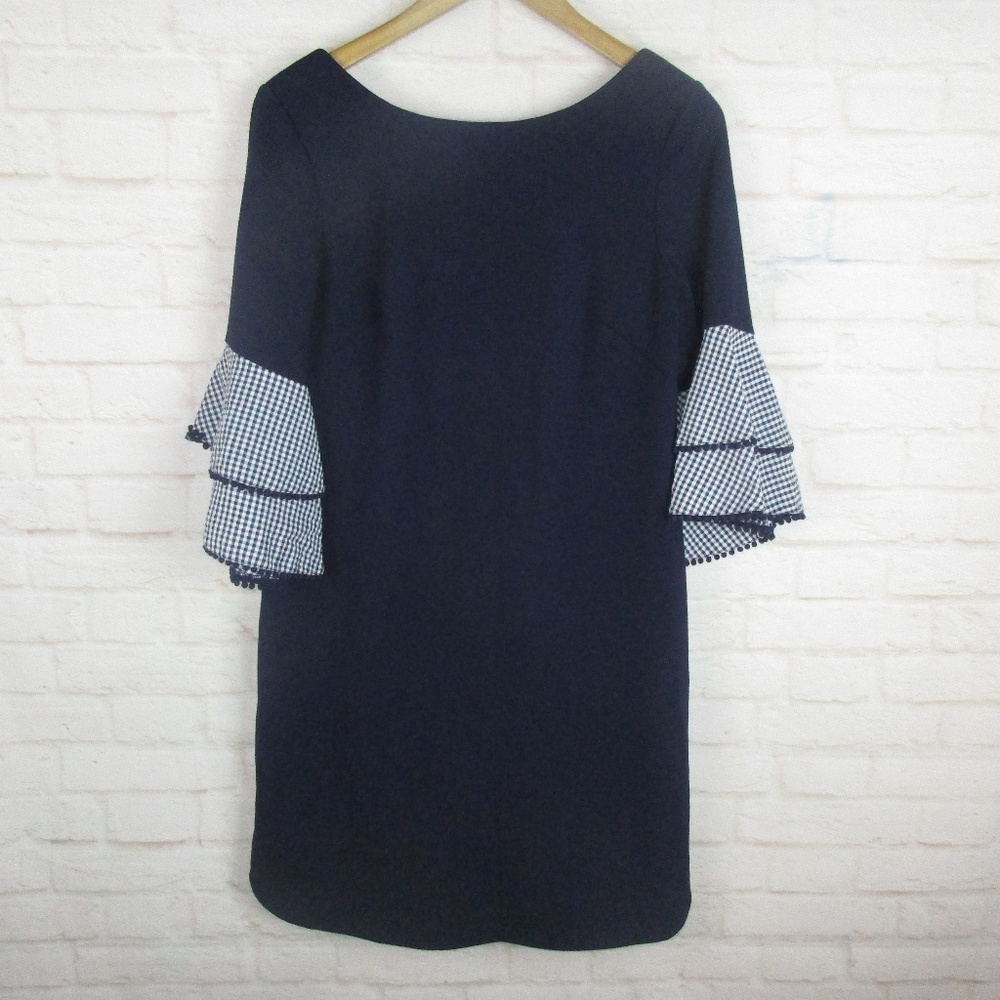 J.Howard Navy Blue Waffle Knit Plaid Check Dress